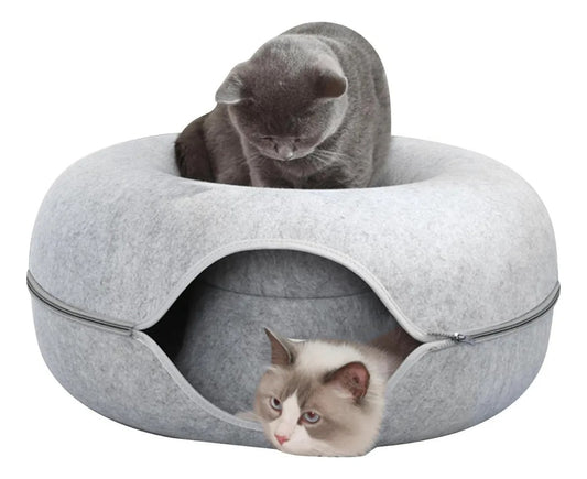 Cama Cucha Para Gato Grande Dona Tunel Circular 60cm Gris Tubo