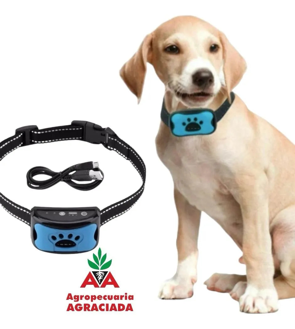 Collar Anti Ladrido Para Perros Vibración Y Sonido Usb Negro