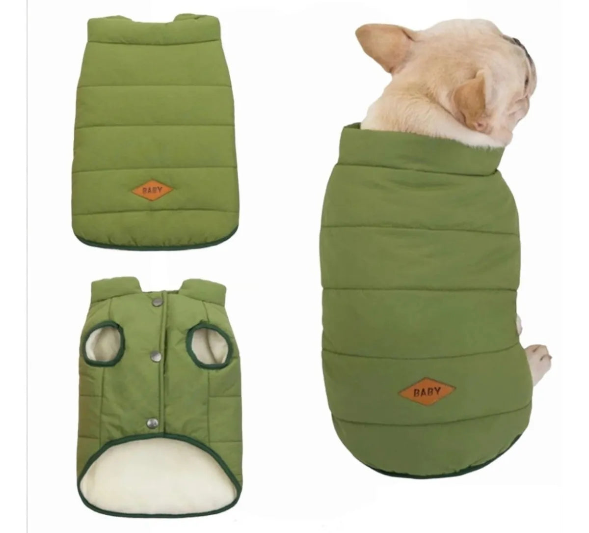 Ropa Capa Abrigo- Perro Mascota Impermeable Forro Polar Azul Verde