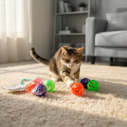 Juguete Para Gatos Pelotas Chicas Con Cascabel Set X 4 Mix