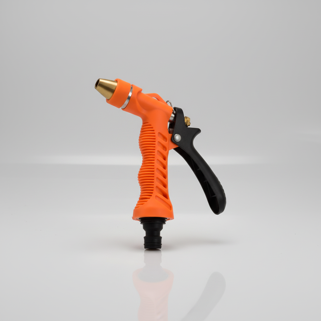 Pistola de Riego Mango de Goma y Puntero de Bronce
