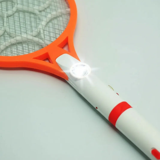 Raqueta Anti Mosquitos Recargable Con Linterna Led Naranja