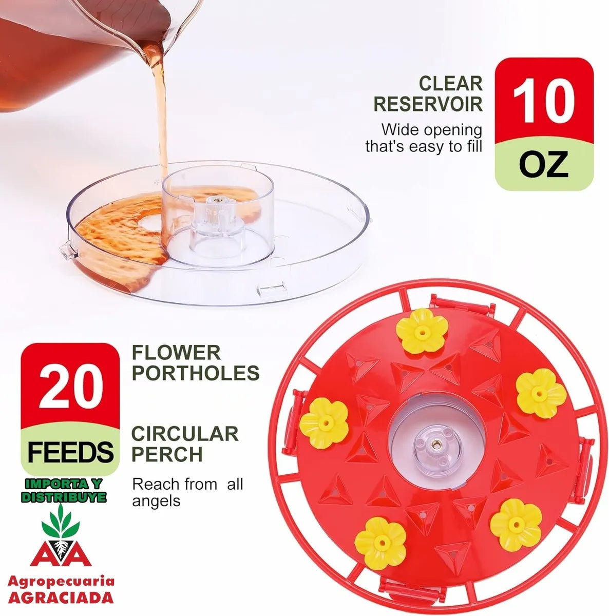 Bebedero Picaflor O Colibrí Plato Agro-a Rojo