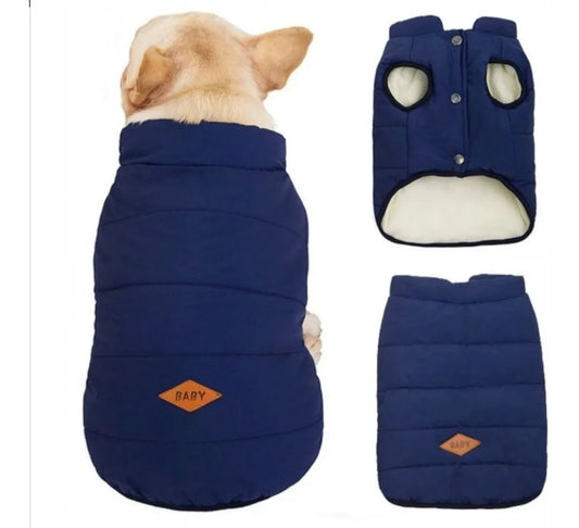 Ropa Capa Abrigo- Perro Mascota Impermeable Forro Polar Azul Verde