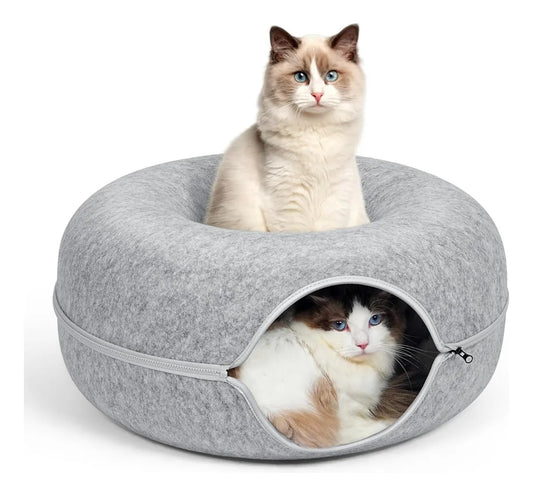 Cama Cucha Para Gato Grande Dona Tunel Circular 60cm Gris Tubo
