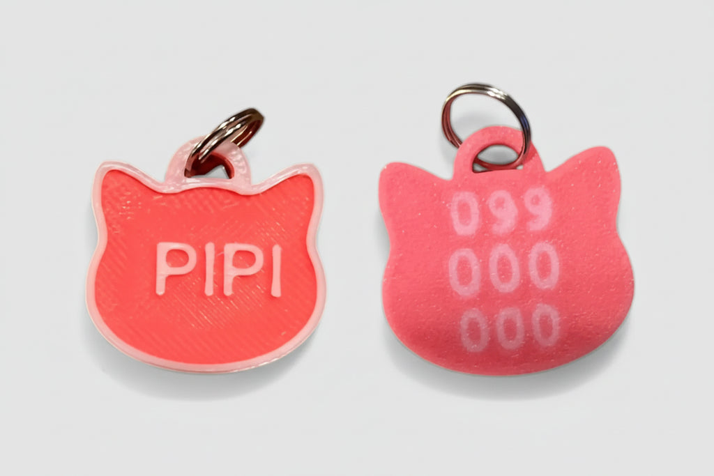 Chapa Identificación Gatito 3d Personalizable 2.4x2.5 Cm Violeta Gatito
