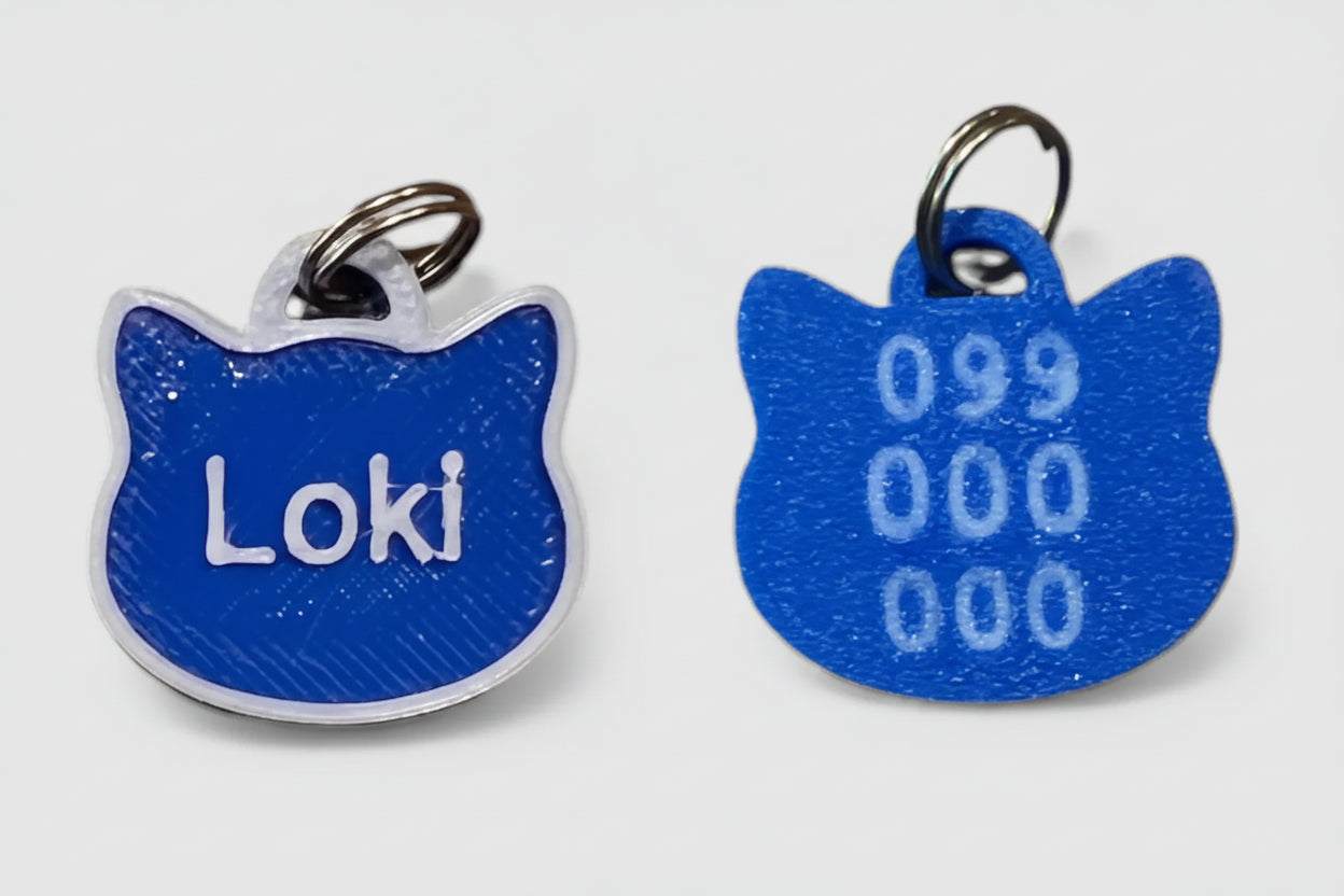 Chapa Identificación Gatito 3d Personalizable 2.4x2.5 Cm Violeta Gatito