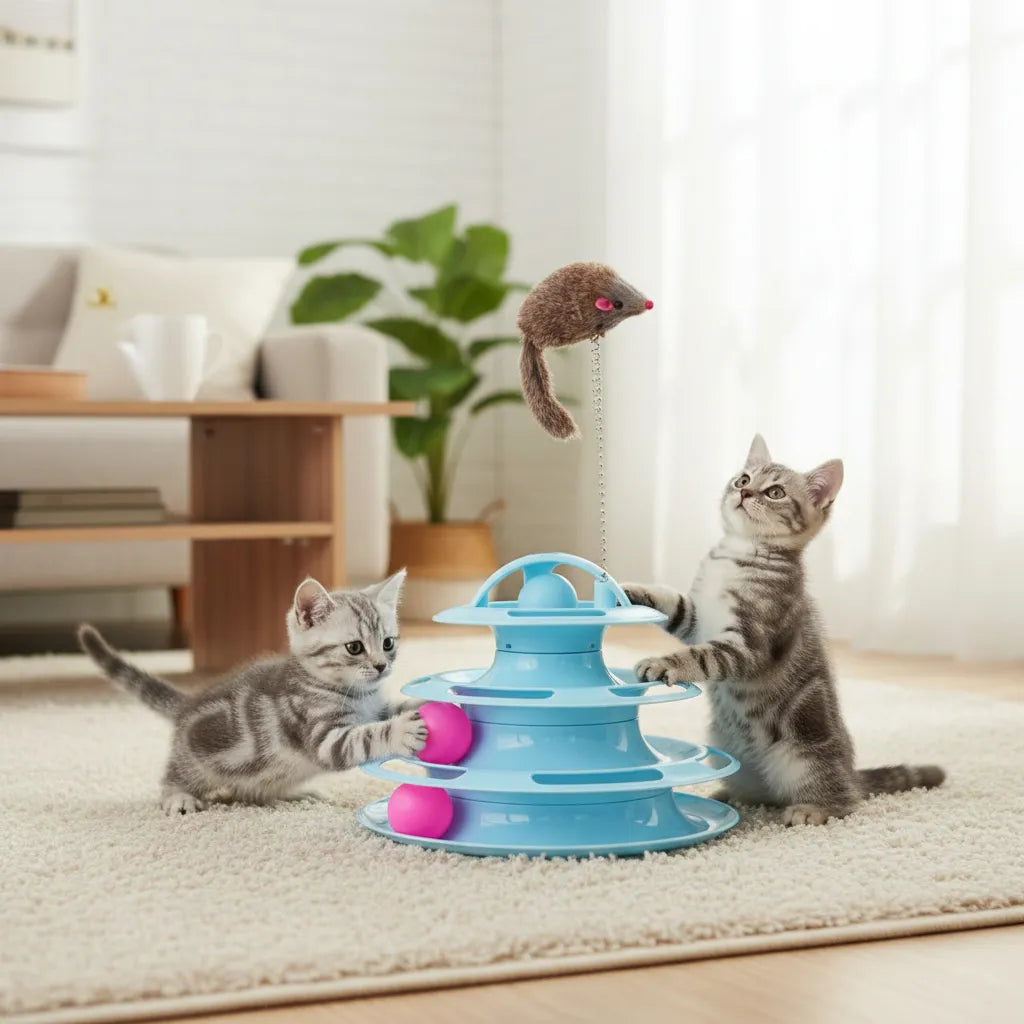 Juguete 3 Niveles Interactivo con Pelotas y Raton Plumas