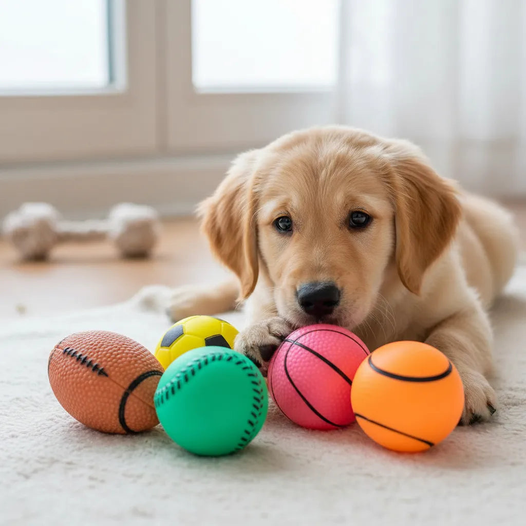 Set de Pelotas De Goma Para Mascotas con Sonido X 5 Unidades
