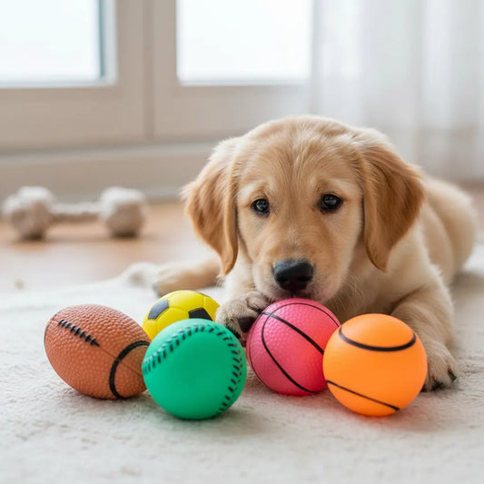 Set de Pelotas De Goma Para Mascotas con Sonido X 5 Unidades