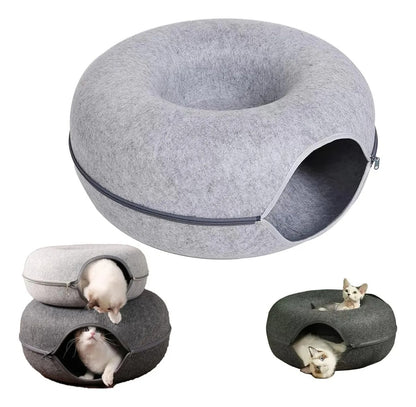 Cama Cucha Para Gato Grande Dona Tunel Circular 60cm Gris Tubo