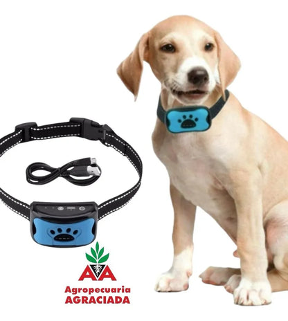 Collar Anti Ladrido Para Perros Vibración Y Sonido Usb Negro