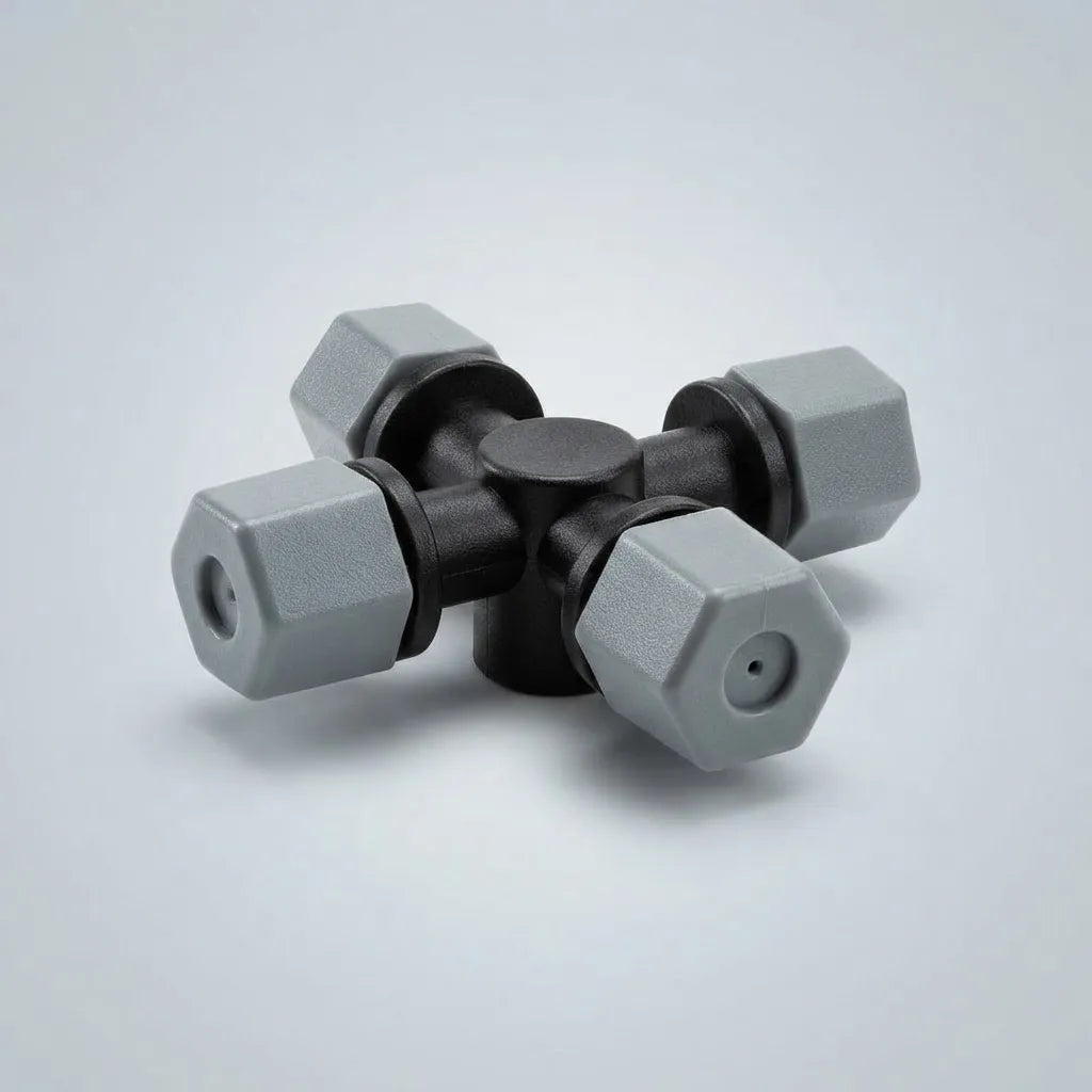 Atomizador Aspersor Gris 4 Salidas Niebla Con Conector T