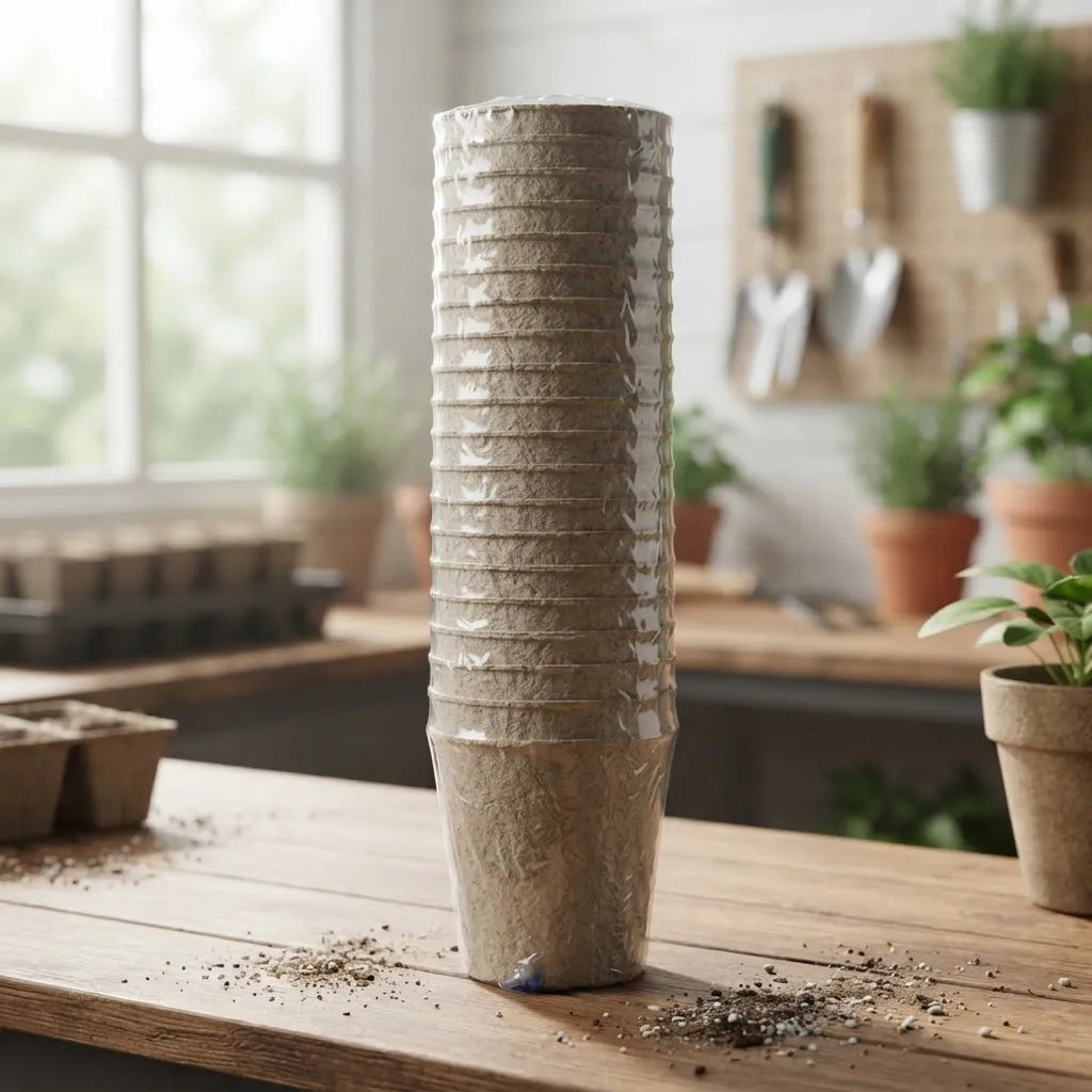 Maceta Biodegradables Importadas 6 X 6 Cts. X 24 Unidades Marrón Claro Bidodegradable Redonda