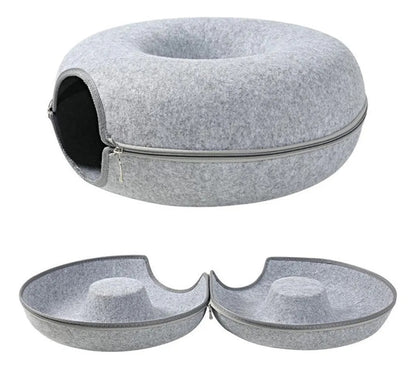 Cama Cucha Para Gato Grande Dona Tunel Circular 60cm Gris Tubo