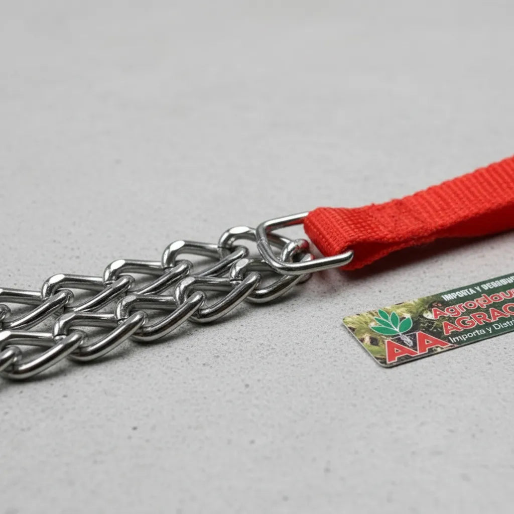 Cadena Trenzada con Mosquetón y Cinta Nº1 Largo 120 cms x 5 mm