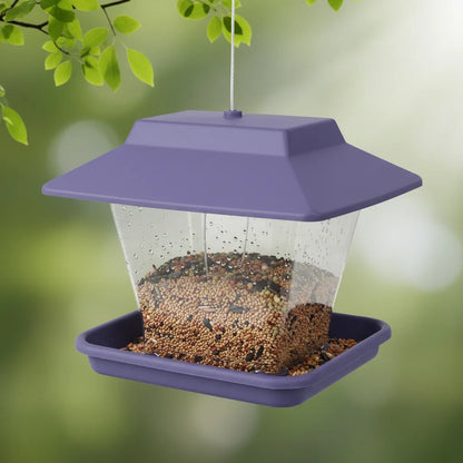 Comedero Y Frutero Para Pájaros Silvestres Modelo Casita Violeta