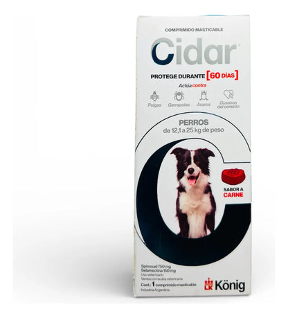 Pastilla Antiparasitaria Konig Para Perro 12,1-25 Kg 1comp Marrón