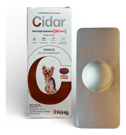Pastilla Antiparasitaria Konig Para Perros 1,5-3 Kg 1 Comp. Marrón