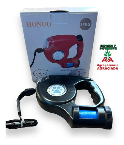 Correa Retráctil Para Perros Y Gatos Con Luz Led Y Bolsas