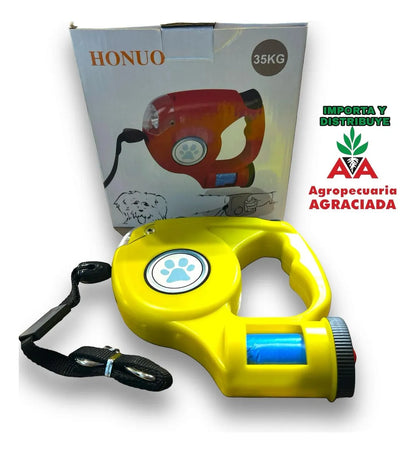 Correa Retráctil Para Perros Y Gatos Con Luz Led Y Bolsas