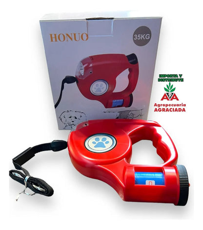 Correa Retráctil Para Perros Y Gatos Con Luz Led Y Bolsas