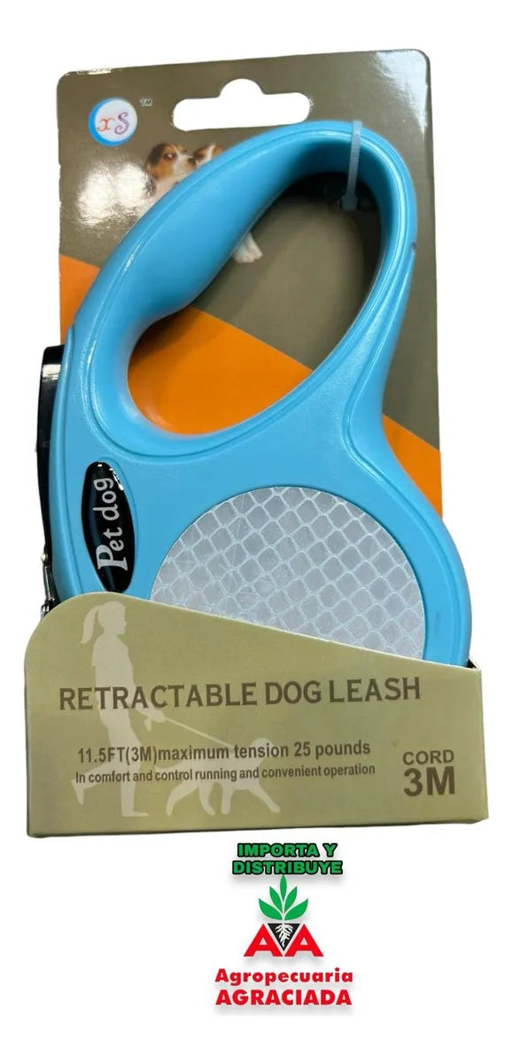 Correa Para Mascota Guía Retráctil 5 Metros C/ Destorcedor Color Azul