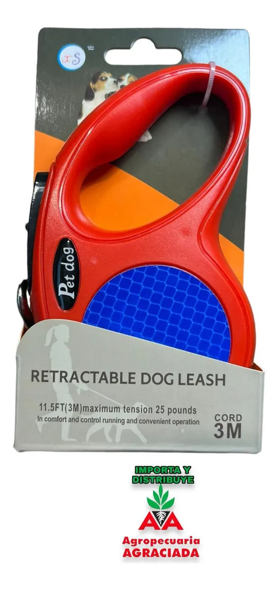 Correa Para Mascota Guía Retráctil 5 Metros C/ Destorcedor Color Azul