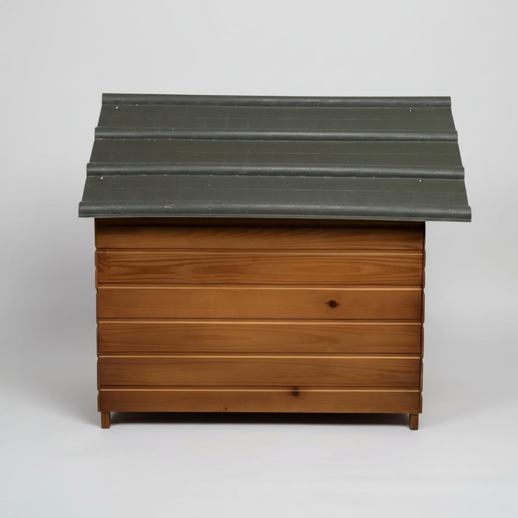 Casa Cucha Perro En Madera Techo Ecologico N°2 35x50x58 Cm Marrón