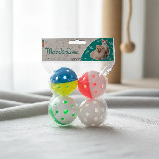 Juguete Para Gatos Pelotas Grandes Con Cascabel Set X 4 Mix