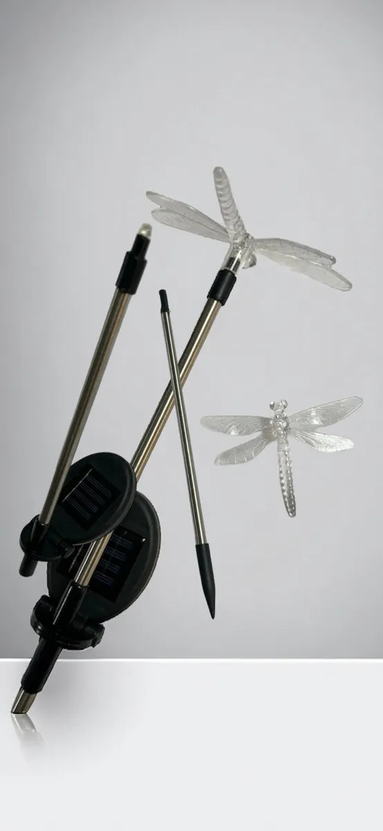 Adorno de Jardín: Mariposa-Libélula Luz Led con Panel Solar