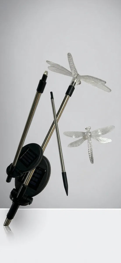 Adorno de Jardín: Mariposa-Libélula Luz Led con Panel Solar