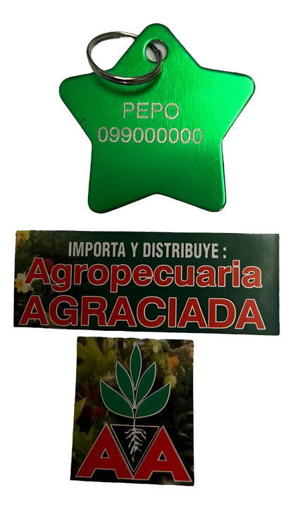 Chapitas Placas Identificadoras De Mascotas Estrella Grabada
