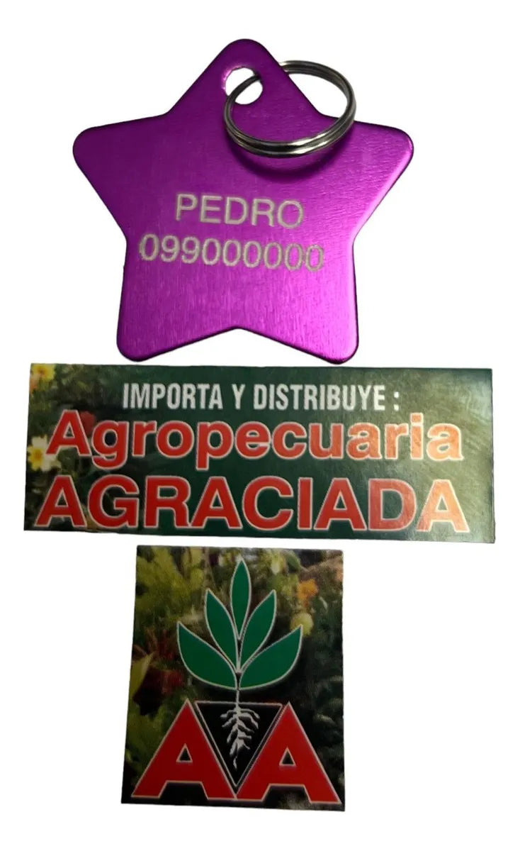 Chapitas Placas Identificadoras De Mascotas Estrella Grabada