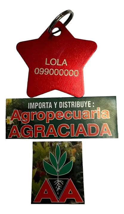 Chapitas Placas Identificadoras De Mascotas Estrella Grabada