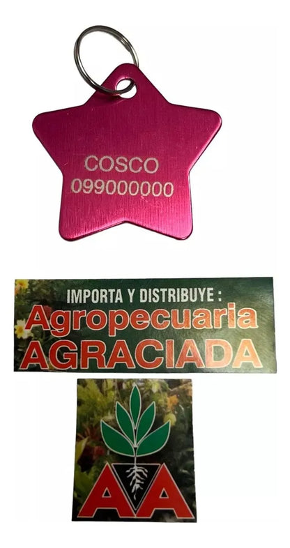Chapitas Placas Identificadoras De Mascotas Estrella Grabada