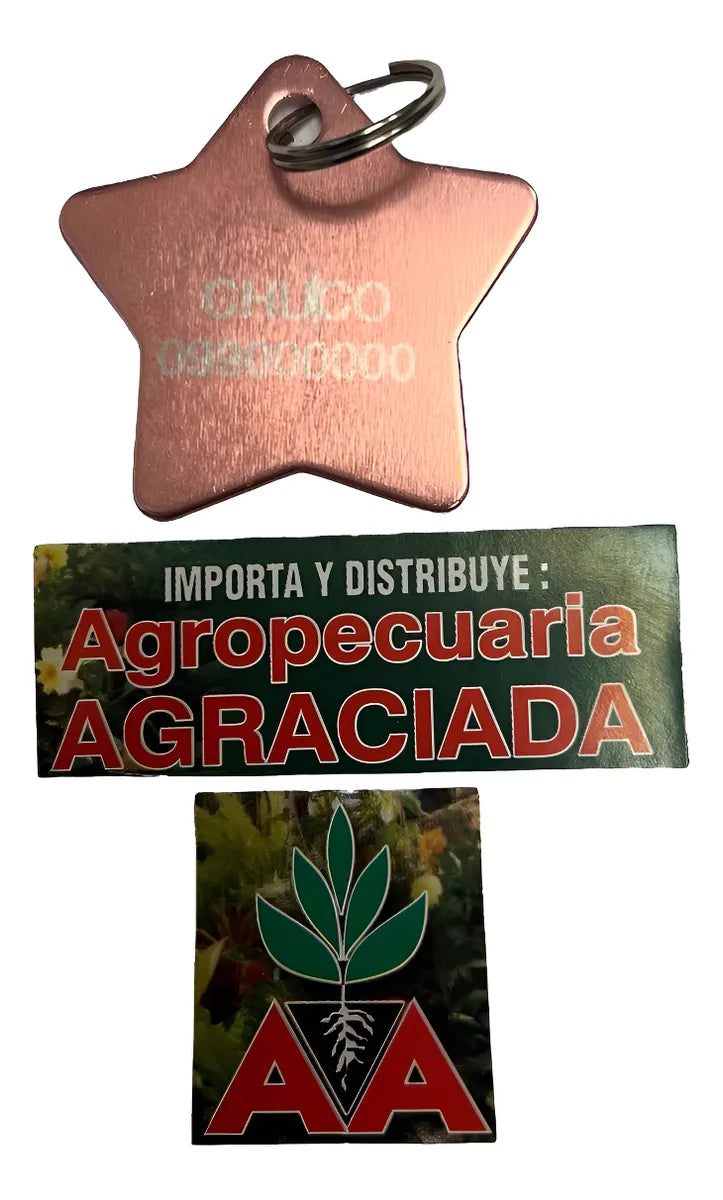 Chapitas Placas Identificadoras De Mascotas Estrella Grabada