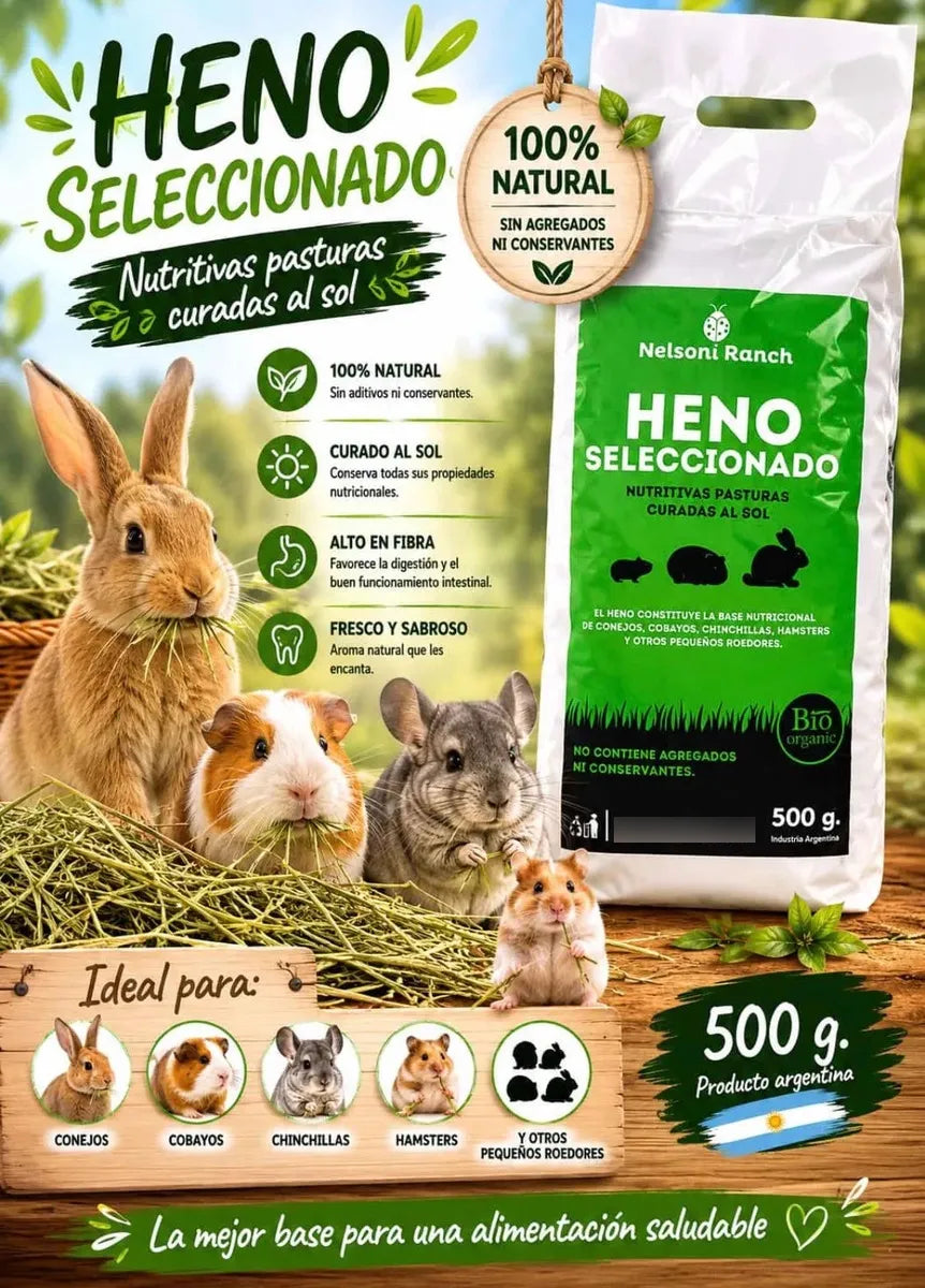 Heno Seleccionado Para Conejos Y Roedores Agro A X 500 Gr