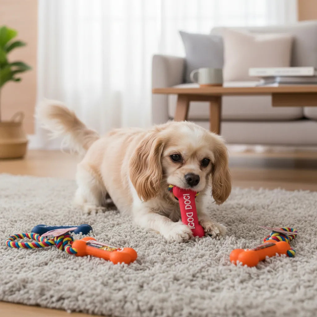 Hueso de Goma con Cuerda y Chifle
