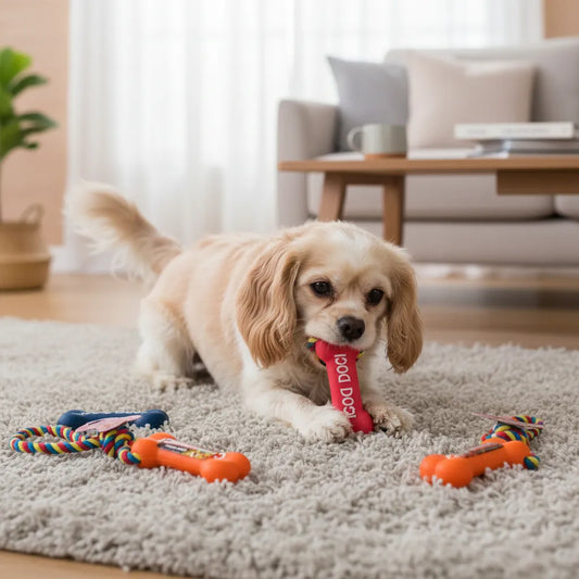 Hueso de Goma con Cuerda y Chifle