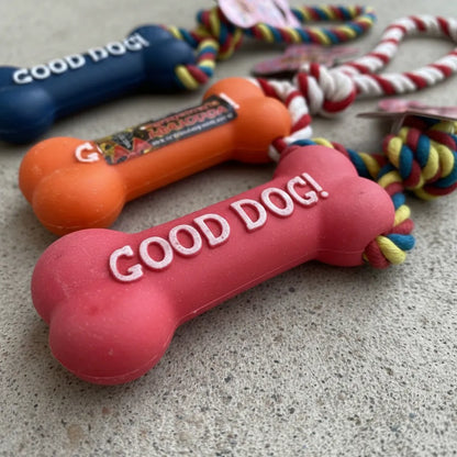 Hueso de Goma con Cuerda y Chifle