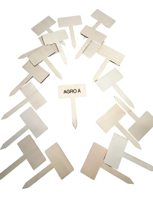 Identificadores De Plantas En Bambú Modelo Rectangular X10 Marrón Claro Rectangular