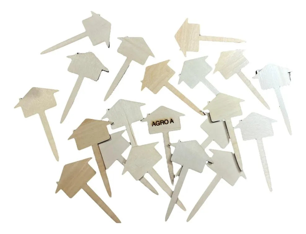 Identificadores De Plantas De Bamboo Modelo Casita X10 Marrón Claro