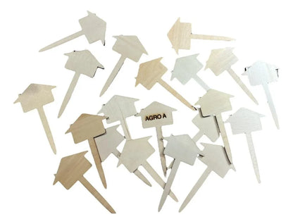 Identificadores De Plantas De Bamboo Modelo Casita X10 Marrón Claro