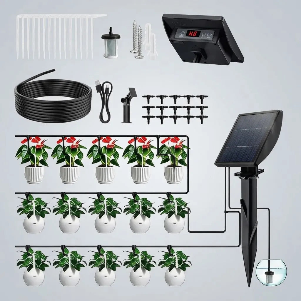 Kit De Riego Solar Con Bomba Y Estacas Eficiente Agro-a