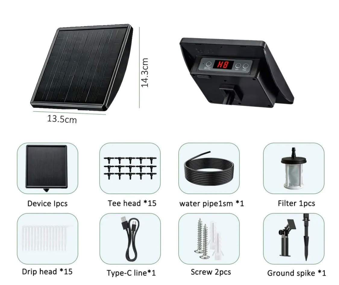 Kit De Riego Solar Con Bomba Y Estacas Eficiente Agro-a