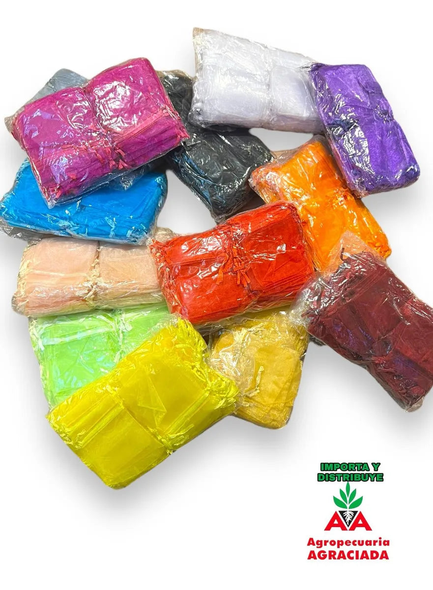 Bolsas De Organza 9x7 Cm Multicolores Pack Por 50 Souvenir