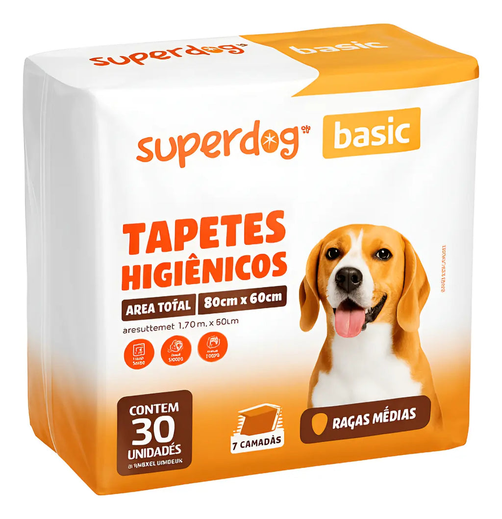 Pañales para perros Super Dog 30un 80x60cm Blanco Raza Mediana