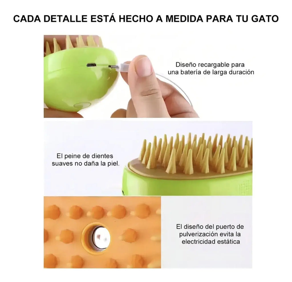 Peine A Vapor Para Perros Gatos Cepillo Mascotas Recargable