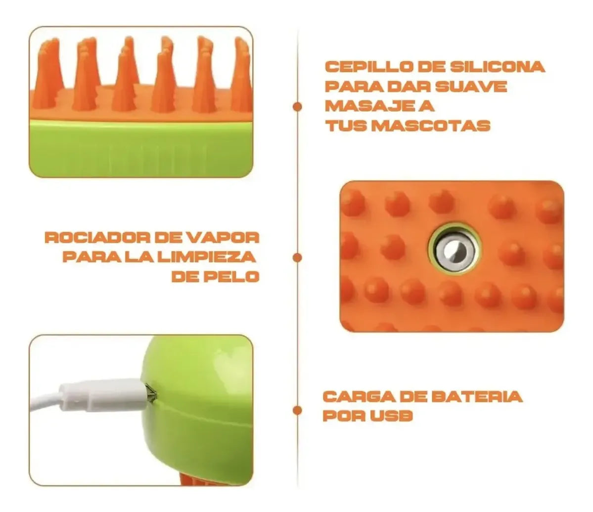 Peine A Vapor Para Perros Gatos Cepillo Mascotas Recargable